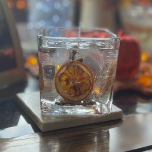 Clear Glass Candle with Dried Orange Slice